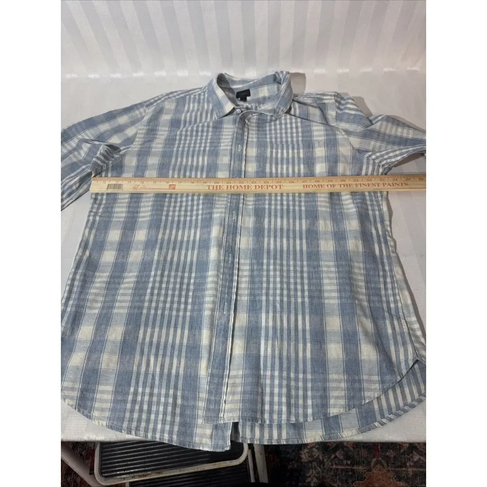 J Crew Shirt Mens XL Blue Plaid Button Up Oxford‎ Casual Preppy Flex